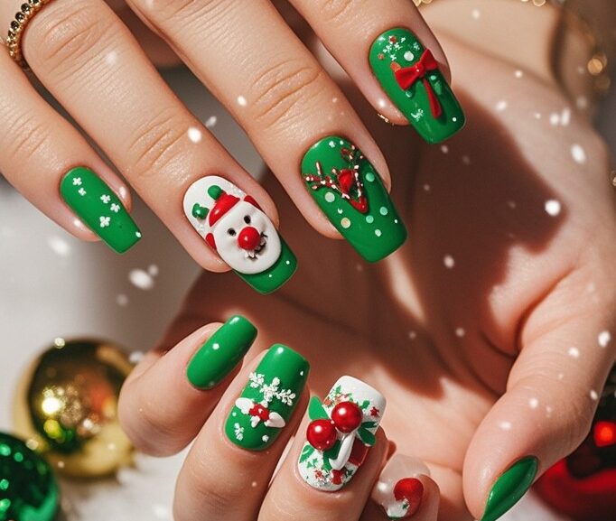 Green Christmas Nails 2025
